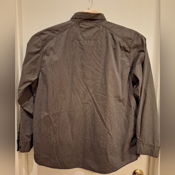 Harley Davidson Men's 2XL Black Gray Striped Long Sleeve Button‎ Up Shirt - Picture 2 of 8